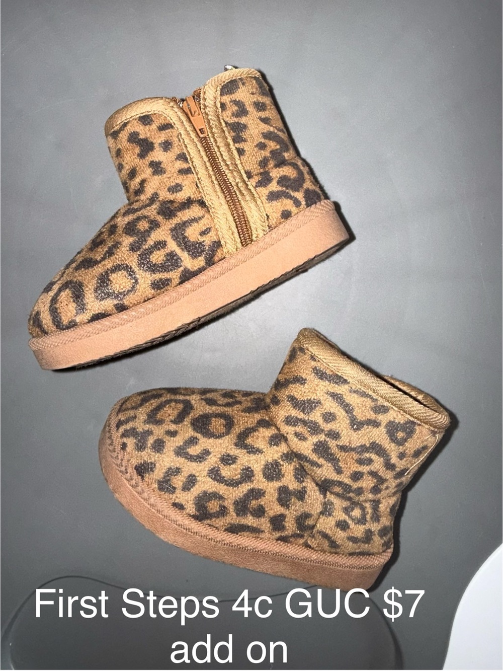Leopard Print Tan Kids Zip Ugg Inspired Booties